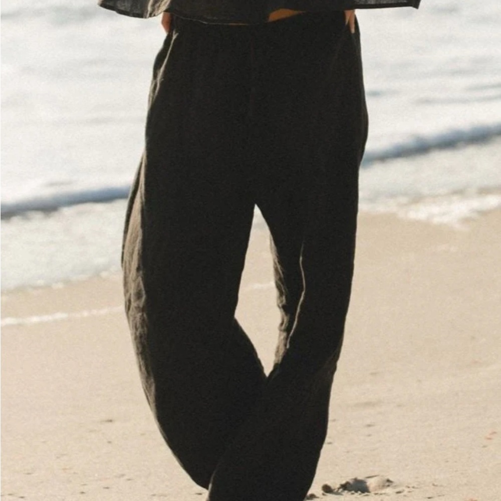 Capri 100% linen drawstring pants